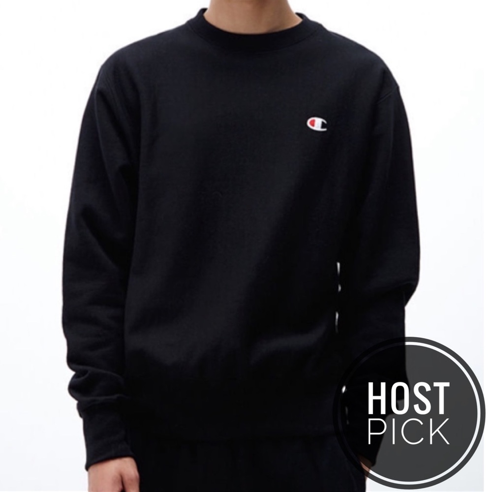 Champion Reverse Weave Crew Neck Sweatshirt Black - Picture 1 of 14
